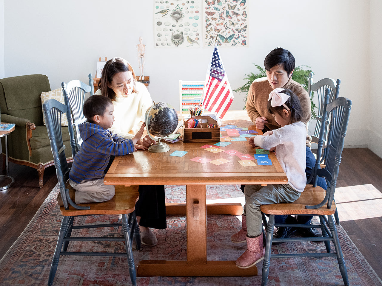family at homeschool table