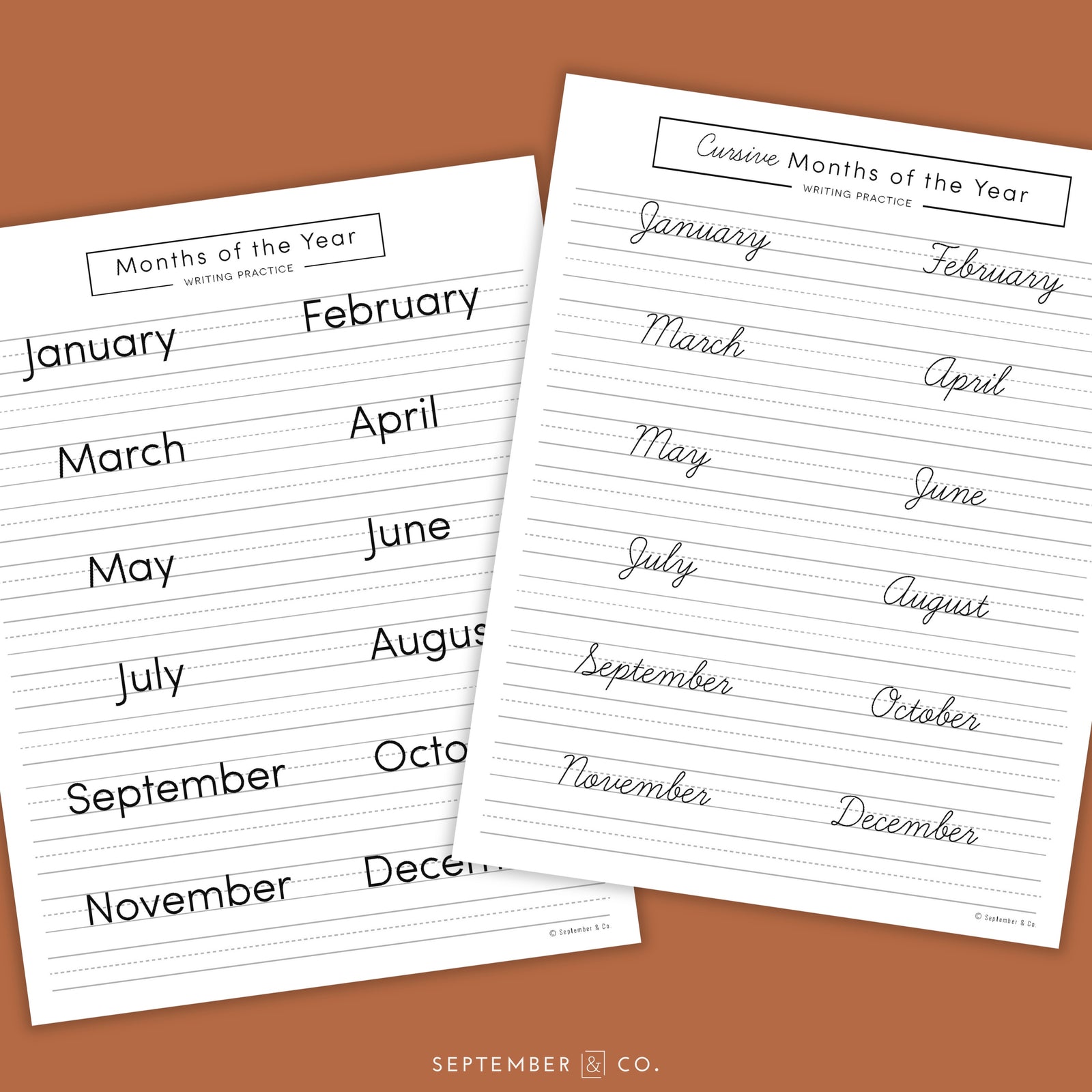 Months Worksheet Prints (DOWNLOAD)