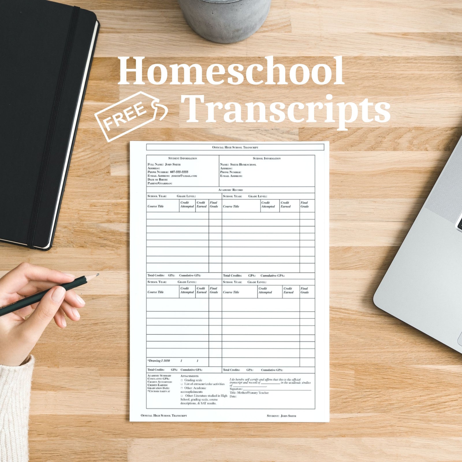 Homeschool Transcript Print (DOWNLOAD)