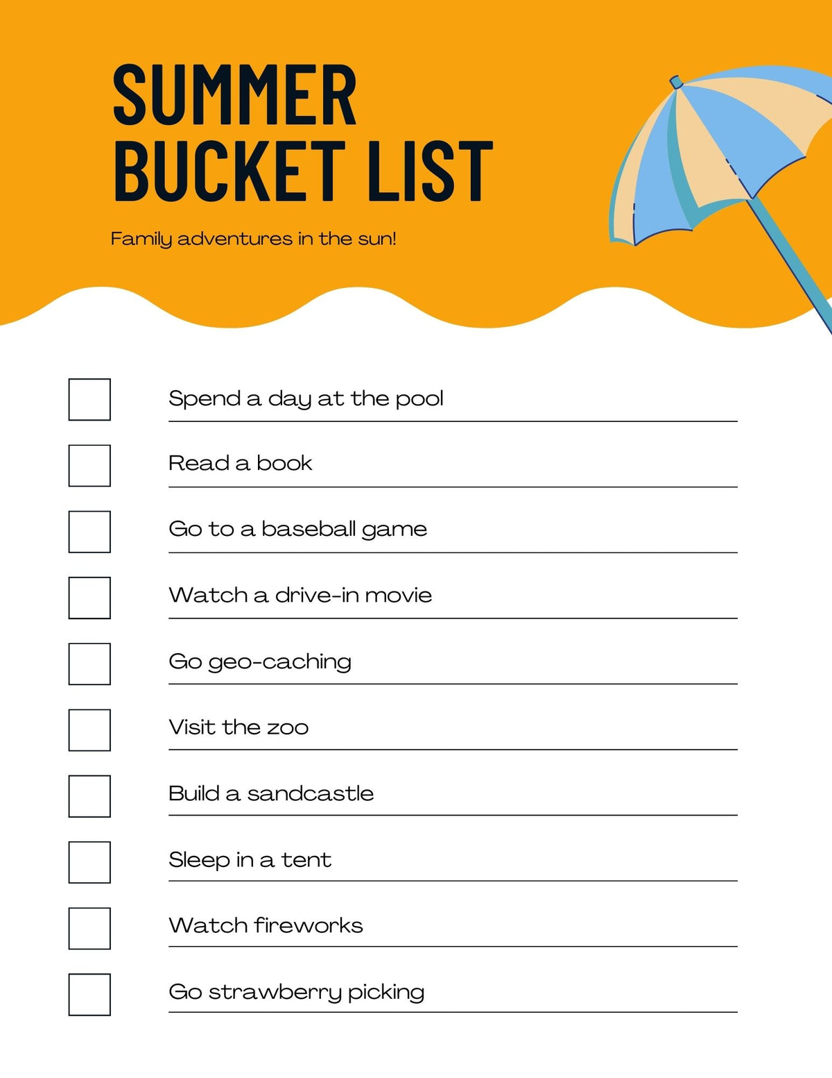 Summer Bucket List (Download)
