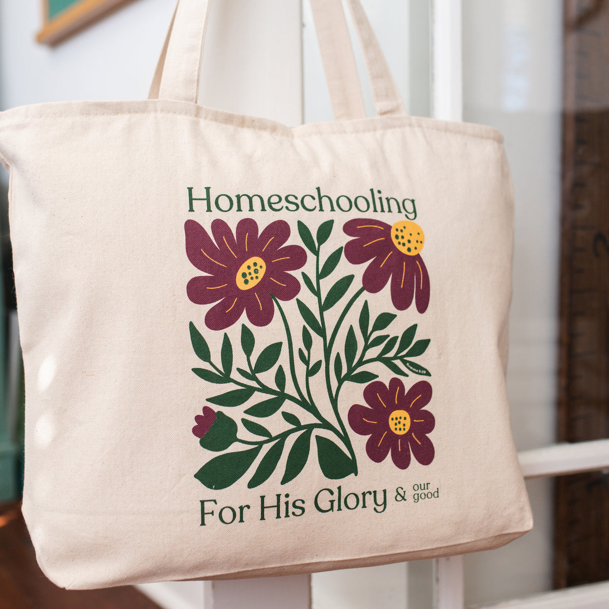 Romans 8:28 Homeschool Tote Bag