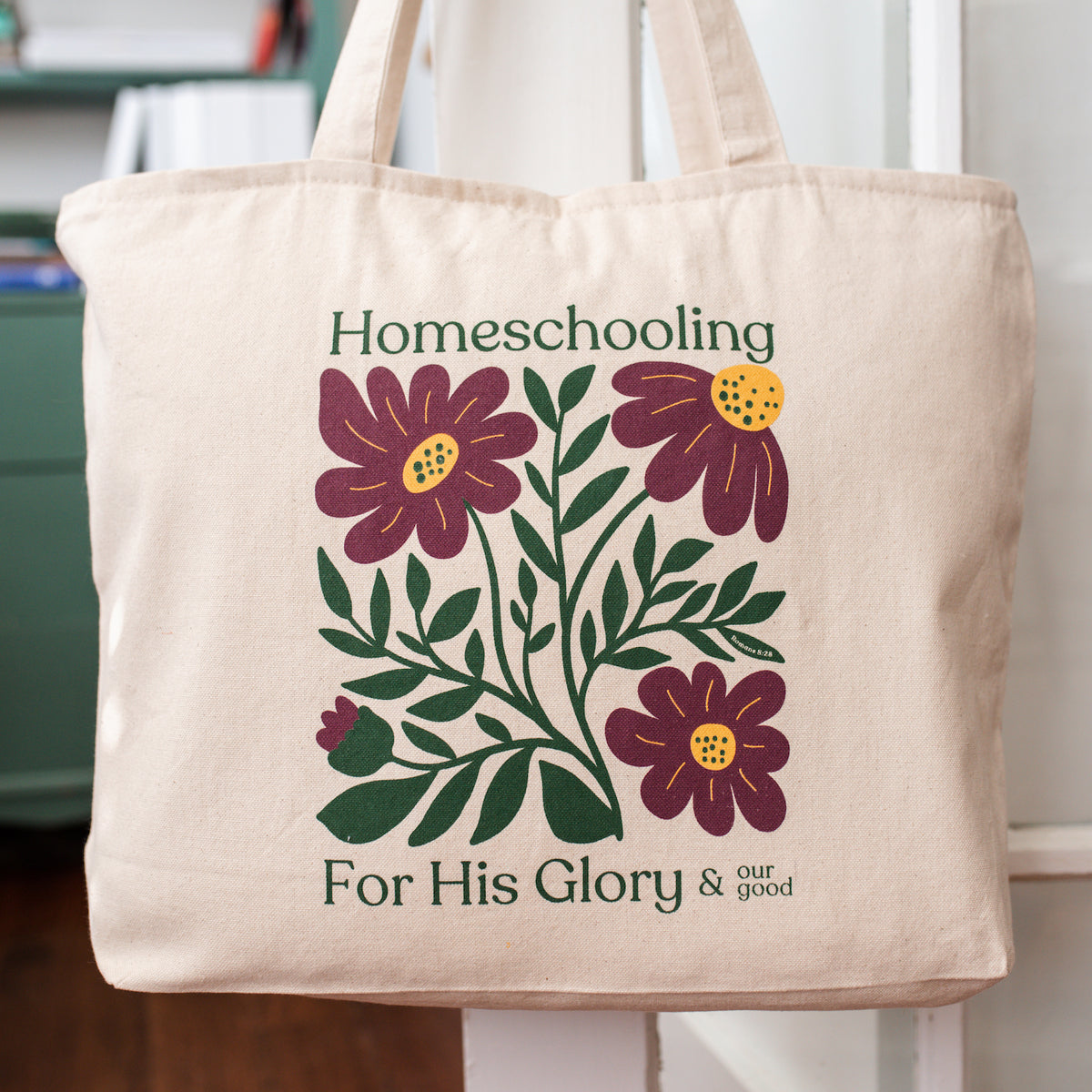 Romans 8:28 Homeschool Tote Bag