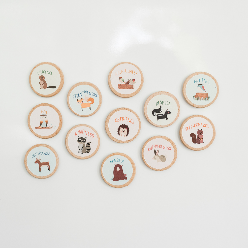 Character education wood tokens